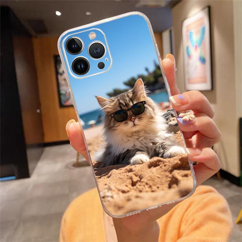 

Чехол для телефона с милым котом для iphone 15 14 Pro Max 13 12 11 Pro Max XSMax XR 12 13 mini 14 Plus iPhone 13Pro