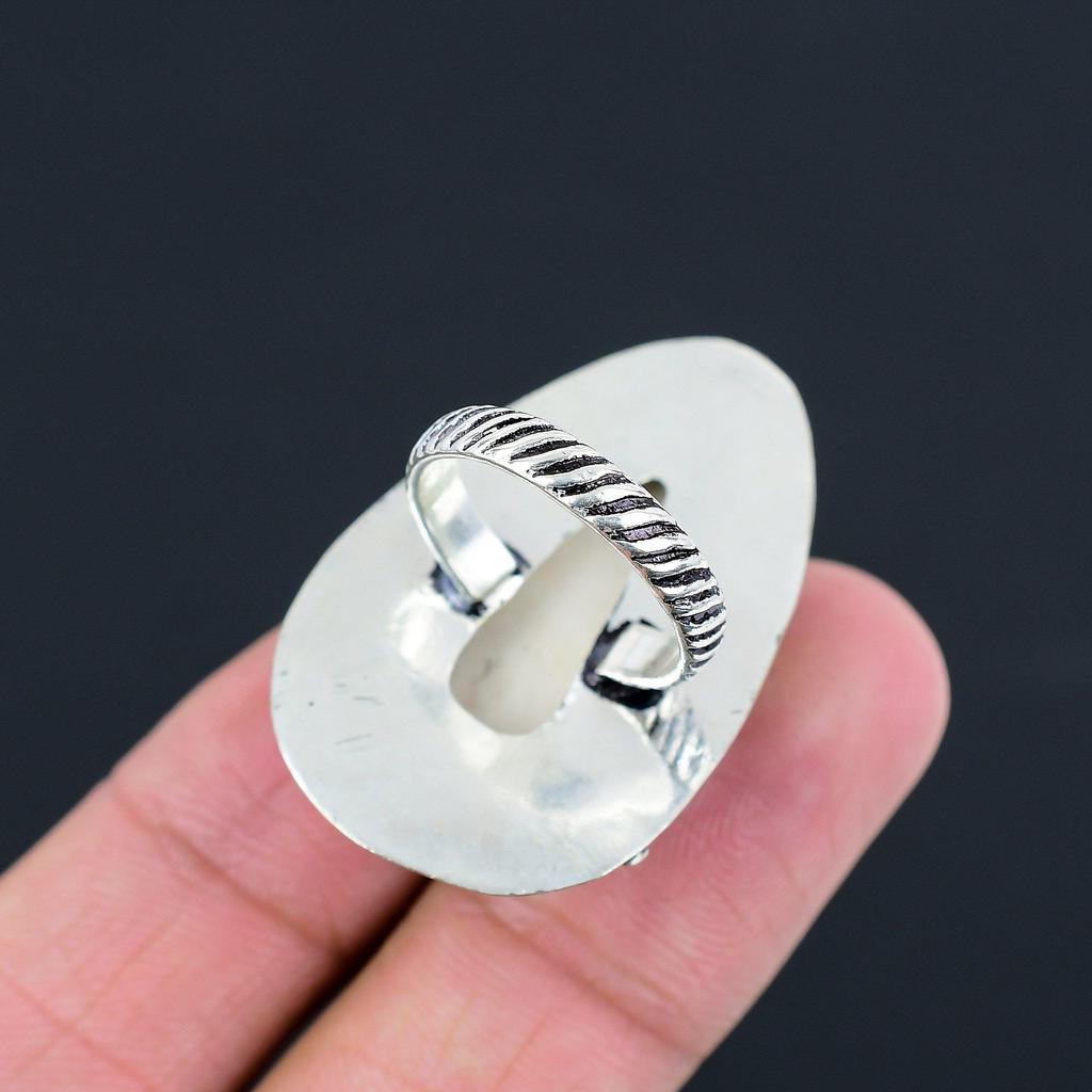 Scolecite Stone Statement Sister Unique Ring Jewelry Size 7 925 Sterling Silver