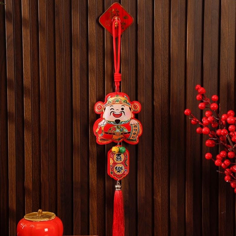 Pack Of 2 Chinese New Year Plush Decoration for Entrance Living Room Easy To Install Spring Festival Ornaments