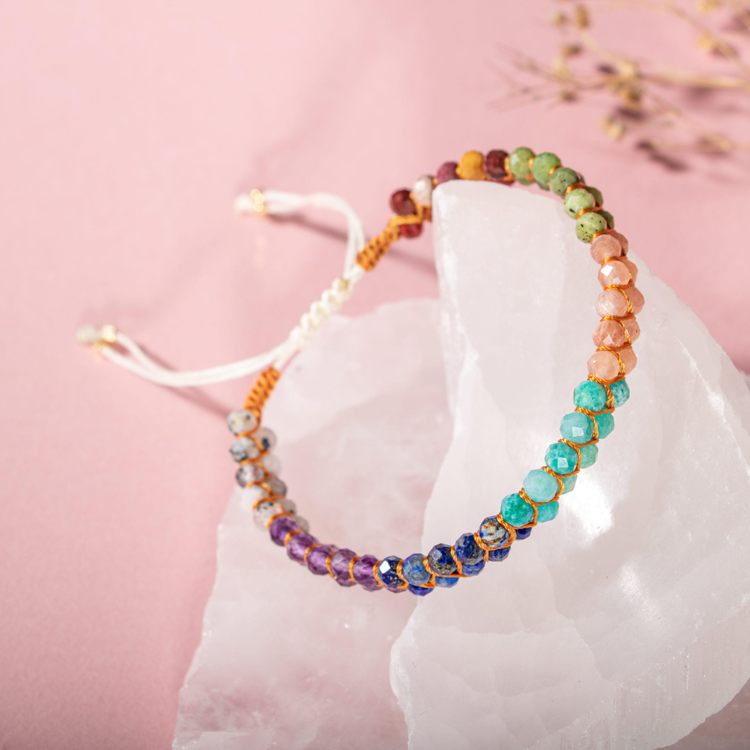 

Браслет Чакра Амазонит, Аметист, Солнечный Камень, Яшма, Ляпис, Рутиловый Кварц