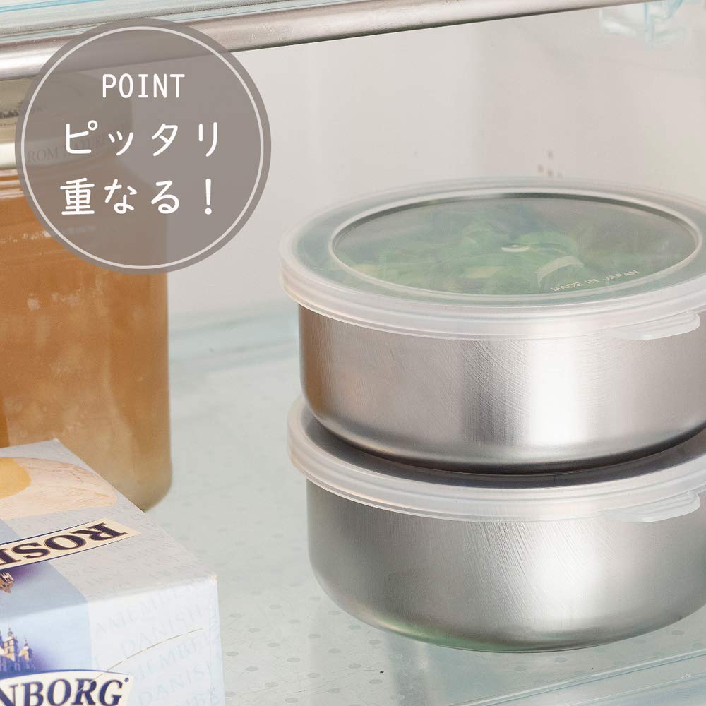 Shimomura Kihan Storage Set of Made In Convenient for Food with Condiment Stainless Product 42500 Containers, 2, Round, 10cm, Japan. Preparation,