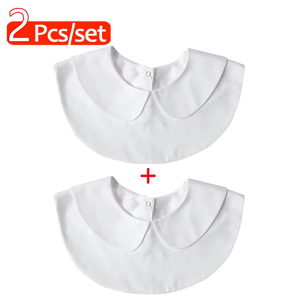 1/2Pcs Lady's Fake Collar Half Shirt Blouse Detachable Dickey False Collar Cute Lapel Round Collar for Women