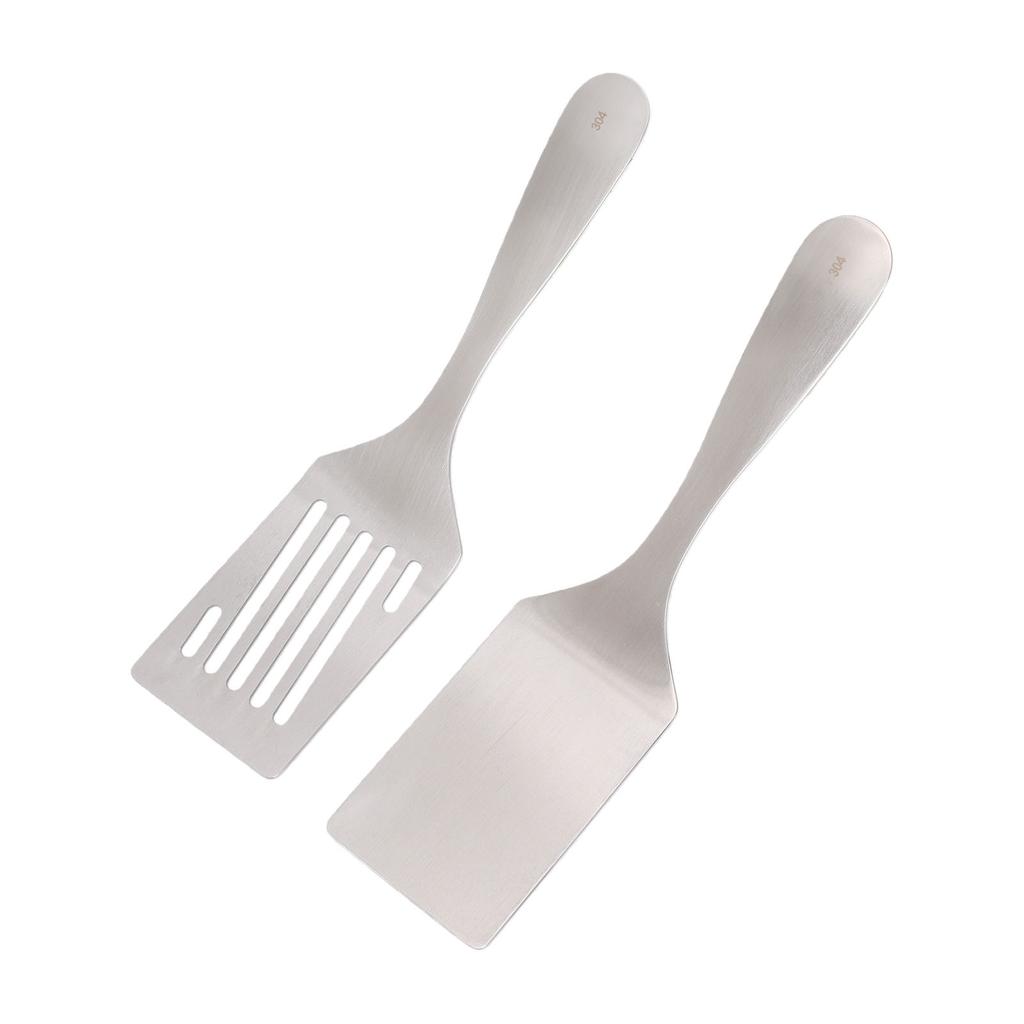 2 Pack Stainless Steel Spatulas Set Barbecue Slotted Turner Cooking Utensils for Kitchen Camping Grilling Frying