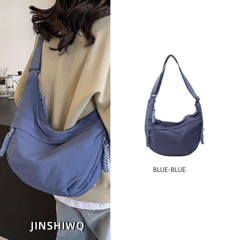 

Non-Printed Japanese Import Dumpling Bag Crossbody Bag 2025 New Bags Casual Sports Large Capacity Shoulder Commuter Bag Blue