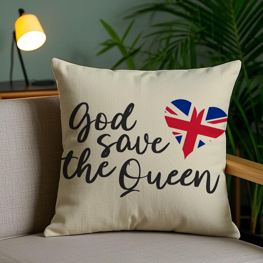 Brand S-Save The Queen Cushion Cover Plush Fabric Soft Double-Sided Printed Invisible Zipper Sofa Pillow Case Home Decor
