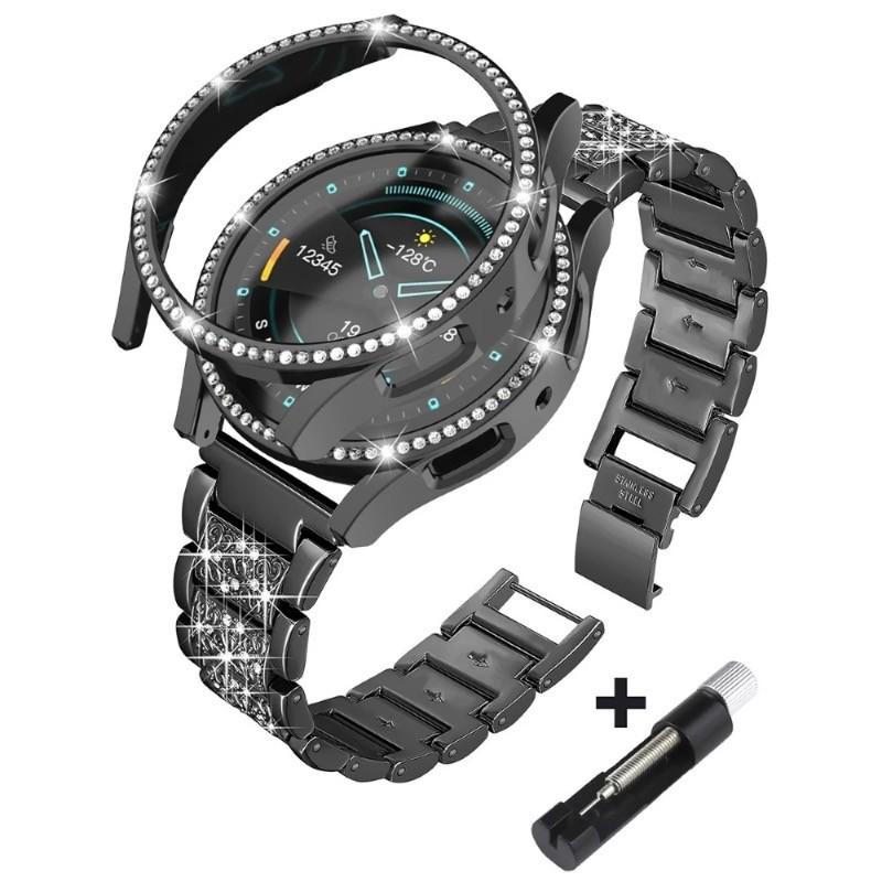 Metal Strap with Case for Samsung Galaxy Watch4 5 6 7 40mm 44mm Band Woman Stainless Steel Diamond