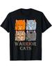 T-shirt Warrior Cats avec Design de Quatre Chats Dessinés | T-shirt Unisexe à Col Rond, C