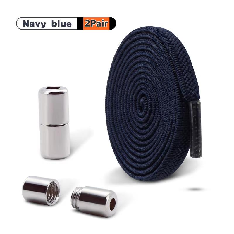 2Pair Capsule Lock Shoelaces Elastic Laces Sneakers No Tie Shoe Laces Without Ties Kids Adult 0.6cm Flat Shoelace for Shoes