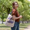 Chinoiserie Modern Women's Twin Protect Tote Bag, Water-Repellent Eco Bag, Organza Cutwork Embroidery, Ki-Yan, Kyoto, Lotus and Peony Design,