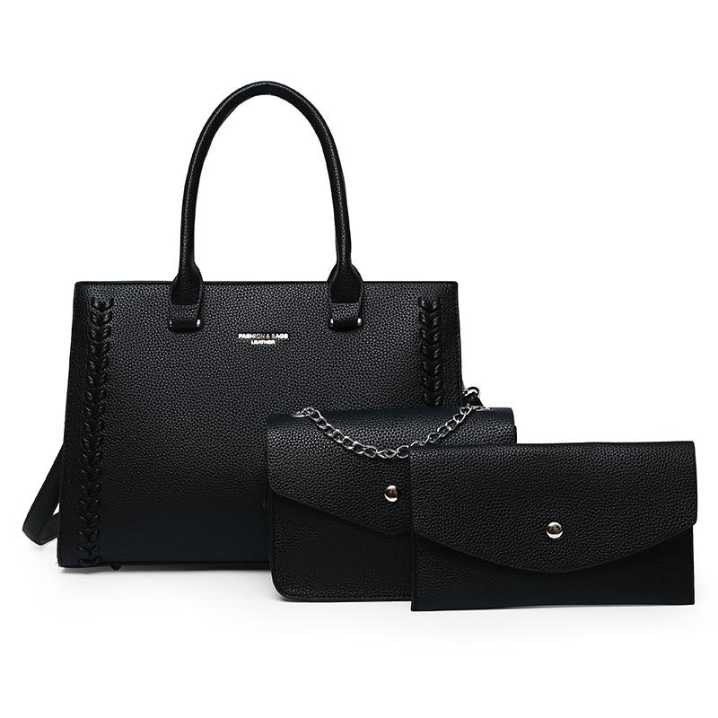 

Женская сумка новый ретро набор из трех предметов, сумка мать и дитя, портативная наплечная сумка-мессенджер большой вместимости set bag чёрный