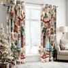Set Of 2 Imitation Relief Christmas Print Perforated Curtains Multi Size Living Room Bedroom Insulation Decorationeasy Installation Curtain Polyester