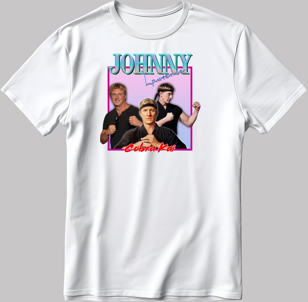 

Cobra Kai Джонни, Белая Черная Футболка с Коротким Рукавом Женская - Мужская H111 L