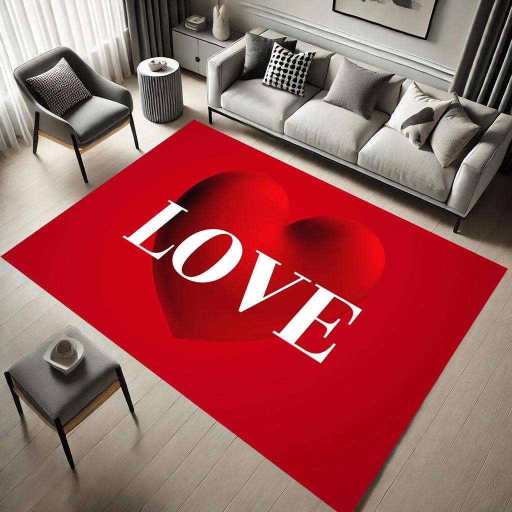 Red Love Series Carpet Living Room Romantic Valentine's Day Bedroom Holiday Decoration Entrance Door Mat Decoration Rug