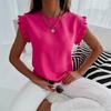 Popular, short-sleeved simple round neck pleated shirt women's shirt women's clothing
