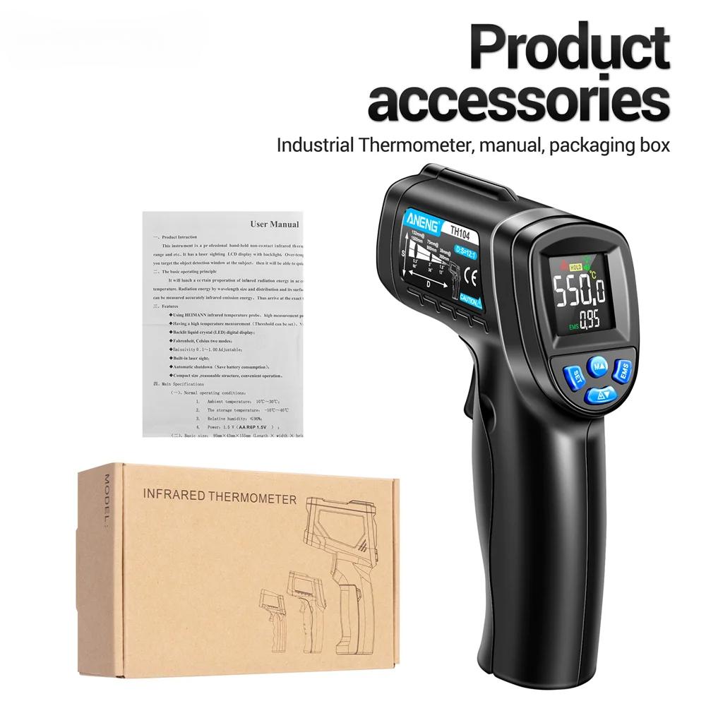 TH104 Infrared Handheld Temperature Gun -50~550℃ IR Laser Sensor Thermometer Thermal Imager VA Screen Meter Pyrometer Tool
