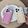 Stylish Stereoscopic Round Bead Rivet Solid Color Leather Shockproof Protective Phone Cover Case for iPhone 17 16 15 14 Pro Max