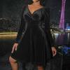 Dámská móda A Zimní Sexy Sametové Šaty s Výstřihem do V Malé Šaty