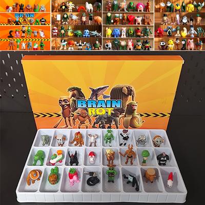 24pcs-96pcs/set Tung Tung Tung Sahur Ballerina Cappuccino Action Figure Brainrot Anime Tralalero Tralala Shark Model Toy Gift
