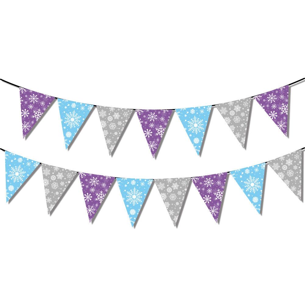 Snowflake Christmas Pattern Paper Triangular Flags For Holiday Decoration Scene