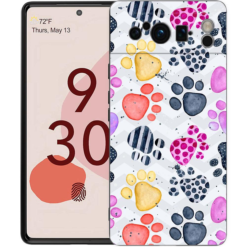Cute Cat Dog Paw Love Phone Case For Google Pixel 8 7 6 Pro 6A 7A 5G Soft Silicone Shockproof TPU Black Cover Fundas