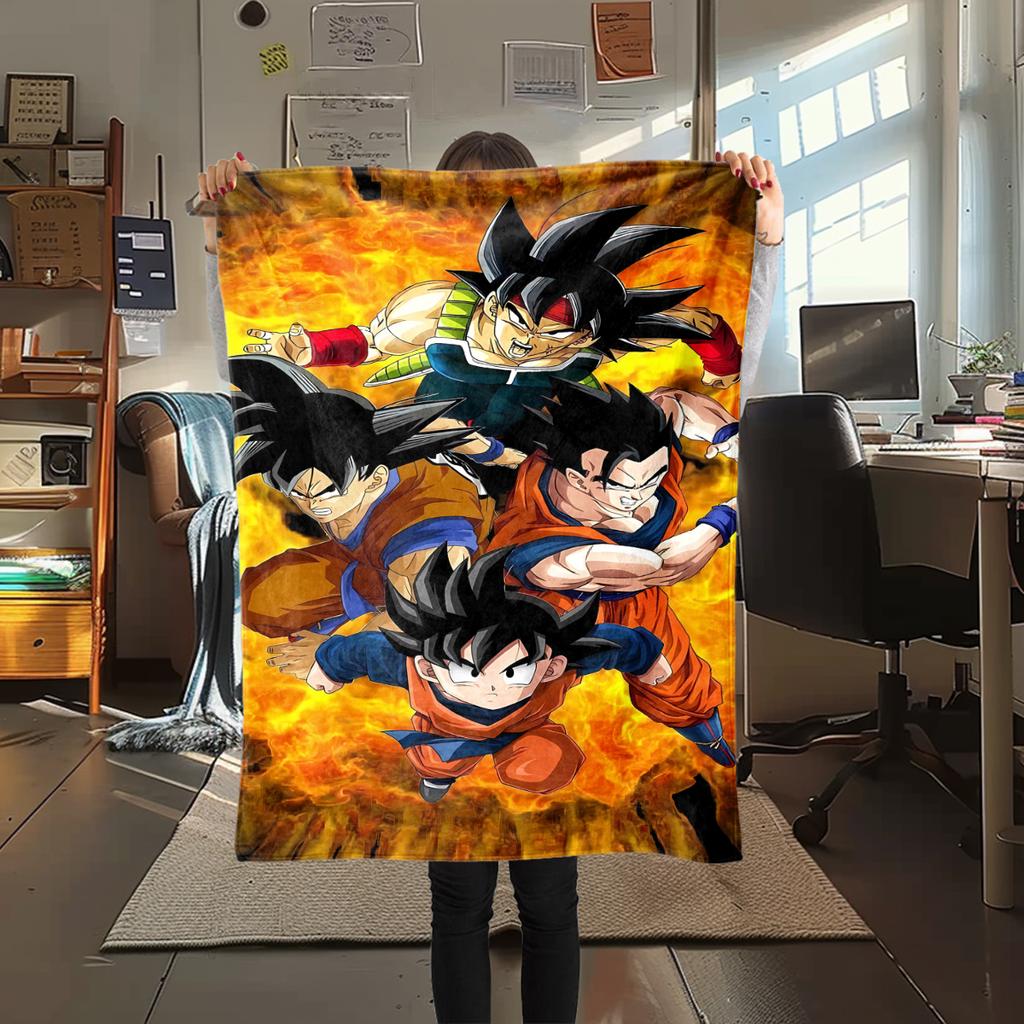 1 ks Flanelová deka s potiskem Dragon Ball Super, Vysoce kvalitní, Pro všechna roční období, Domácí dekorace, Teplo a pohodlí, Perfektní jako vánoční dárky