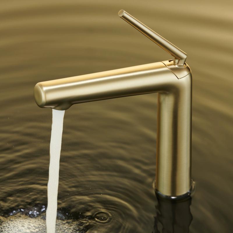 Bathroom Basin Faucet Hot and Cold Crane Brass Sink Mixer Single Lever Sink Faucet Water Faucet Crane Brush Gold