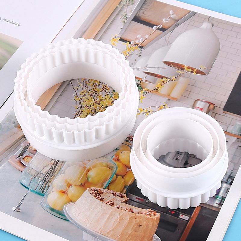 6 stk/sett Hvite Bølge Runde Dobbeltsidige Kakeutstikkere For Kjøkkenverktøy Baking Bakverk Godteri Sjokoladeverktøy For Hjemmebakverk