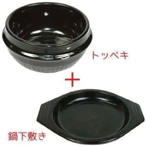 Seongun Korean Earthenware Pot, Toppegi, with Plastic Mat, Set, Jjigae Pot, No. 4 (16cm)