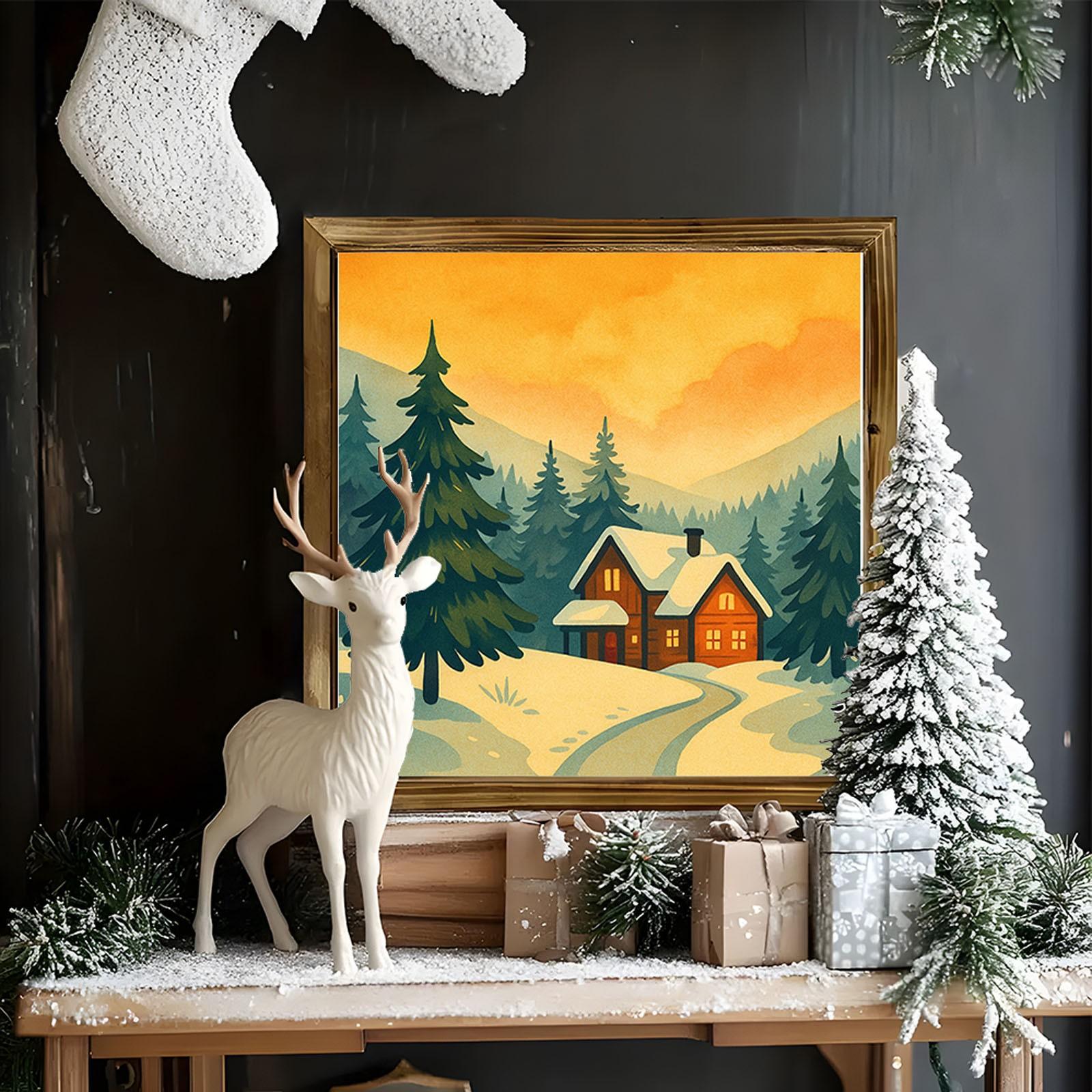 

Персонализированный причудливый рождественский арт-принт, холст в плавающей раме из пекана - праздничный декоративный настенный арт-принт One Size