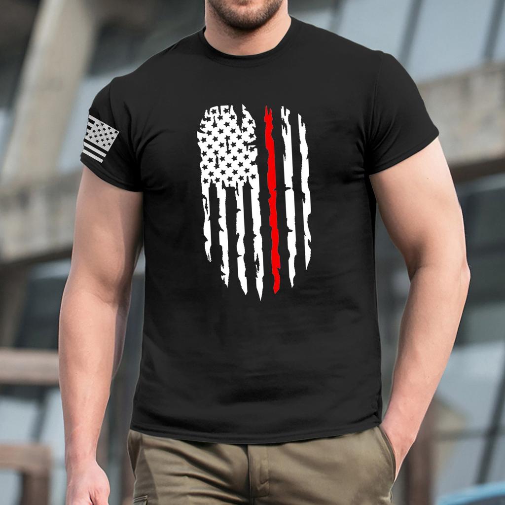 Oblíbené letní pánské tričko s kulatým výstřihem a krátkým rukávem s potiskem