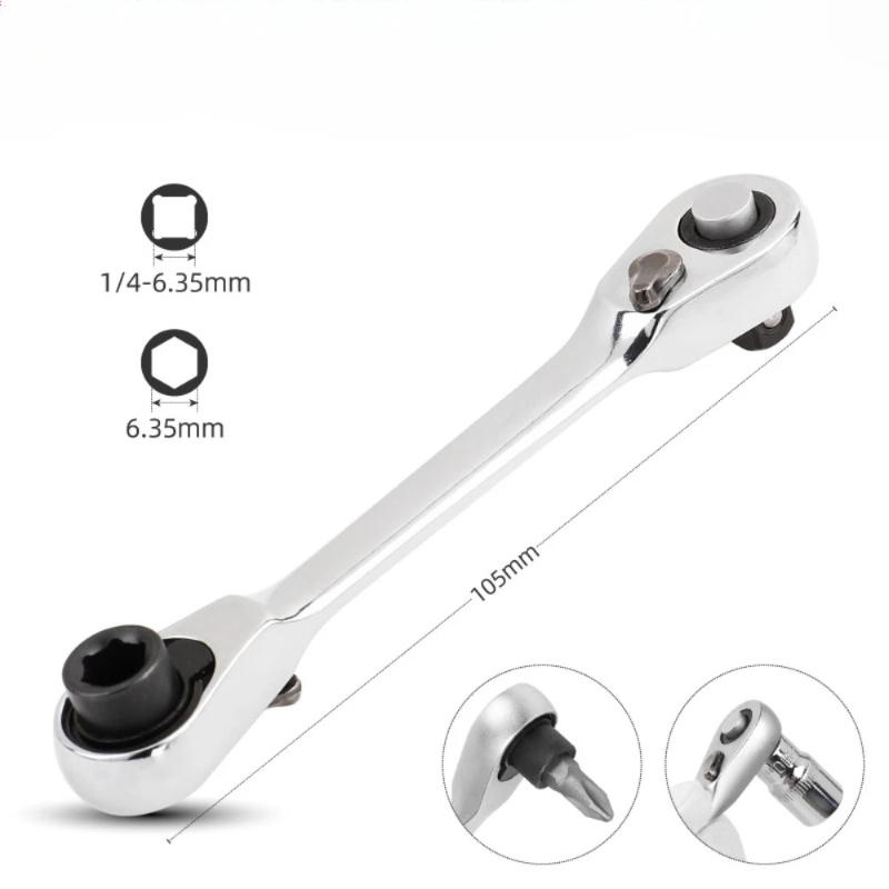 Multi functional bidirectional quick ratchet adjustable wrench, portable maintenance tool mini 72 tooth ratchet socket handle