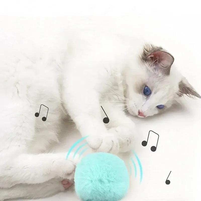 Jouets Intelligents pour Chat Balle Interactive Peluche Électrique Cataire Jouet d'Entraînement Chaton Tactile Sonore Produit pour Animaux de Compagnie Balle Jouet Squeaky