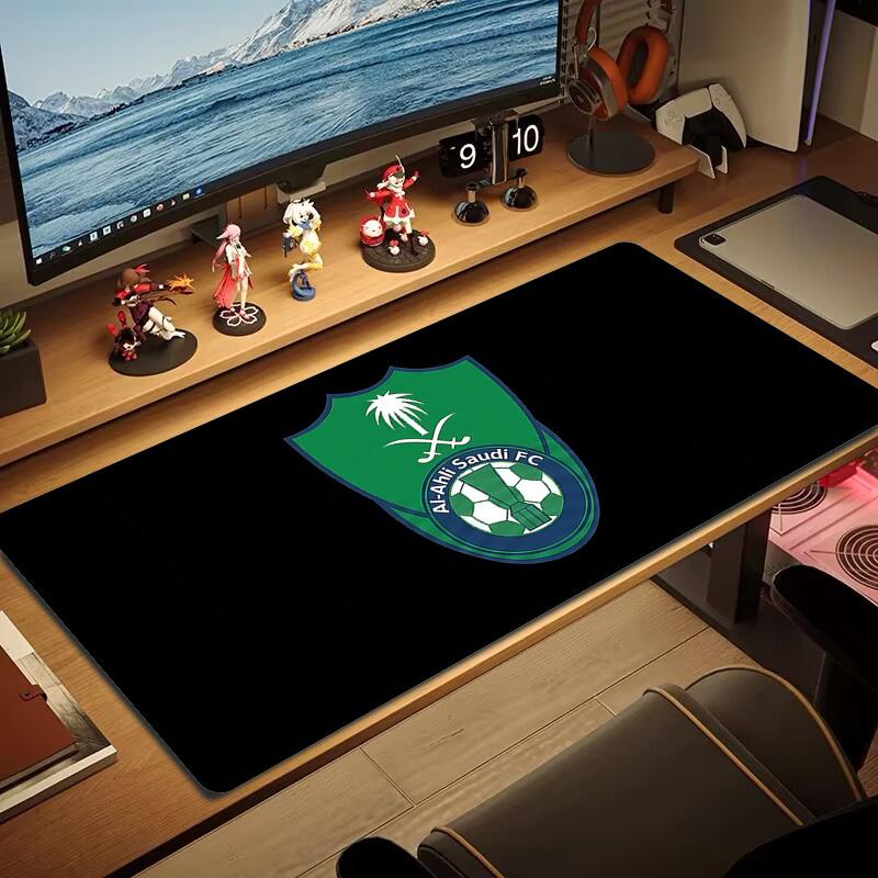 Al-Ahli Saudi FC Lace Solid Color Mouse Pad Large Gaming Table Cushion Non-slip Laptop Tablet Big Mousepad XXL Mat Mini PC Playmat With Lock edge