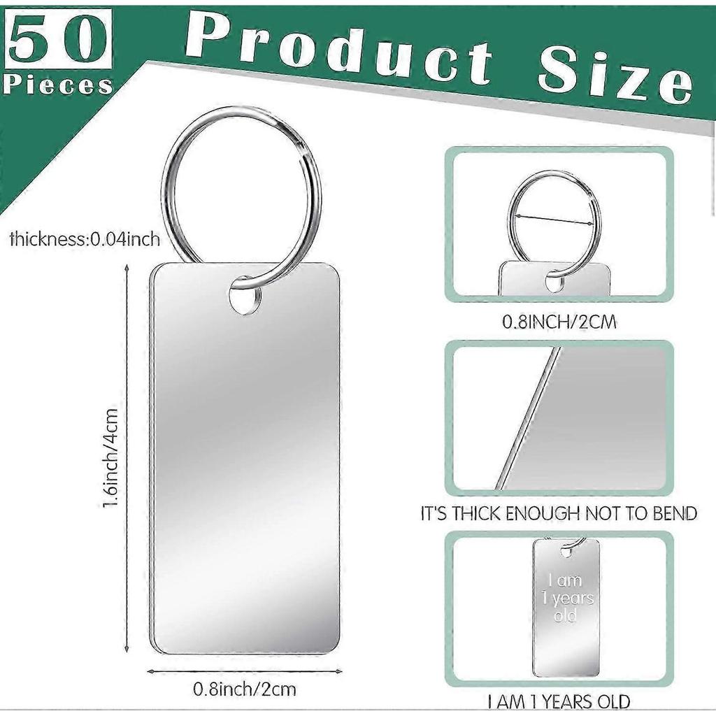 50 Pcs Blank Dog Tags 1.60.8 Inch Stainless Steel Tags Blank Key Rectangle