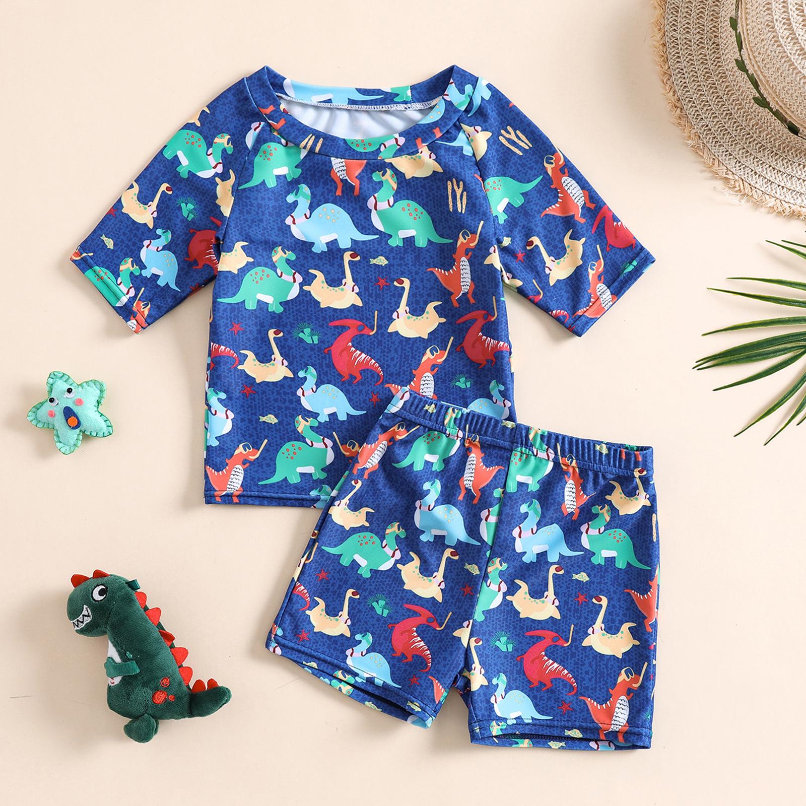 

Dinosaur Print Swim Trunks Beach Set for Toddlers 100 синий