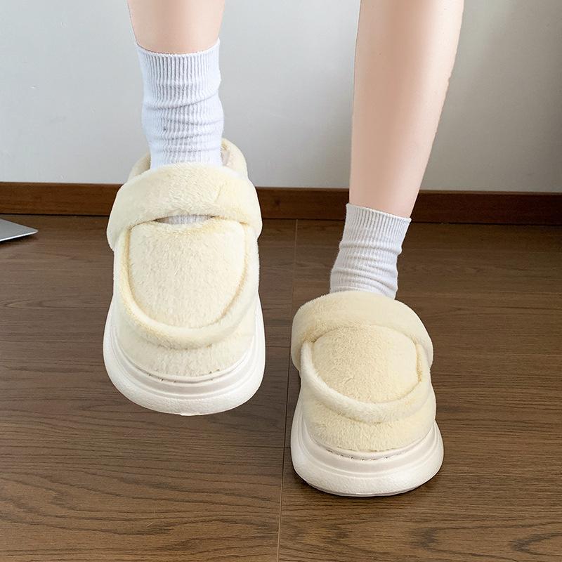 Light commuter casual cotton shoes round head platform slippers women's 2025 autumn and winter new height-increasing versatile Mao Mao shoes