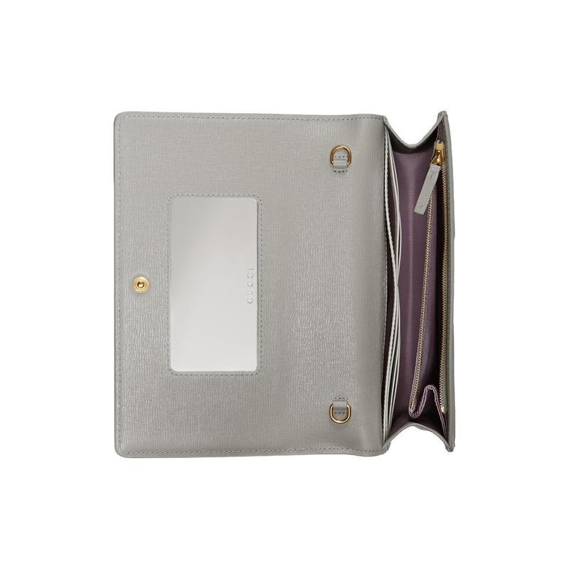 Gucci Brand letter logo snap closure leather shoulder crossbody wallet women's light gray