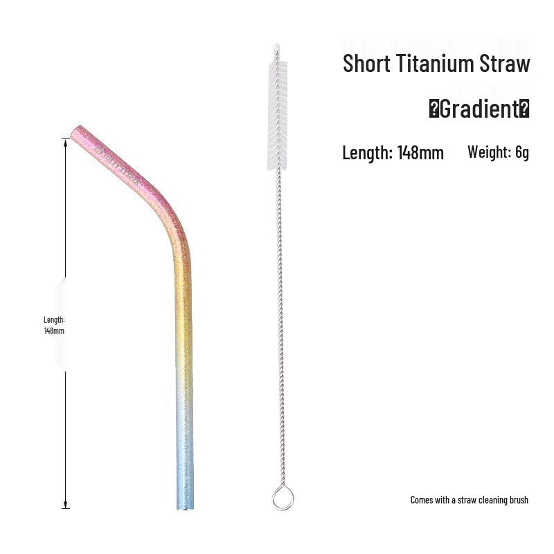 Crystal Clear Titanium Straw with Spoon - Reusable for Drinks
