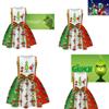 Grinch Halloween Sleeveless Dress For Kids Soft And Comfortable Polyester Material