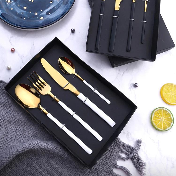24Pcs Gold Dinnerware Stainless Steel Cutlery Set Knife Fork Tea Spoon Dinner Flatware Set Kitchen Silverware Tableware