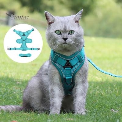 Katzengeschirr und Leine, reflektierende Streifen, Jacke, atmungsaktiv, verstellbare Weste, Geschirr, ausbruchsicher, leicht zu kontrollierende Leine für Katzen