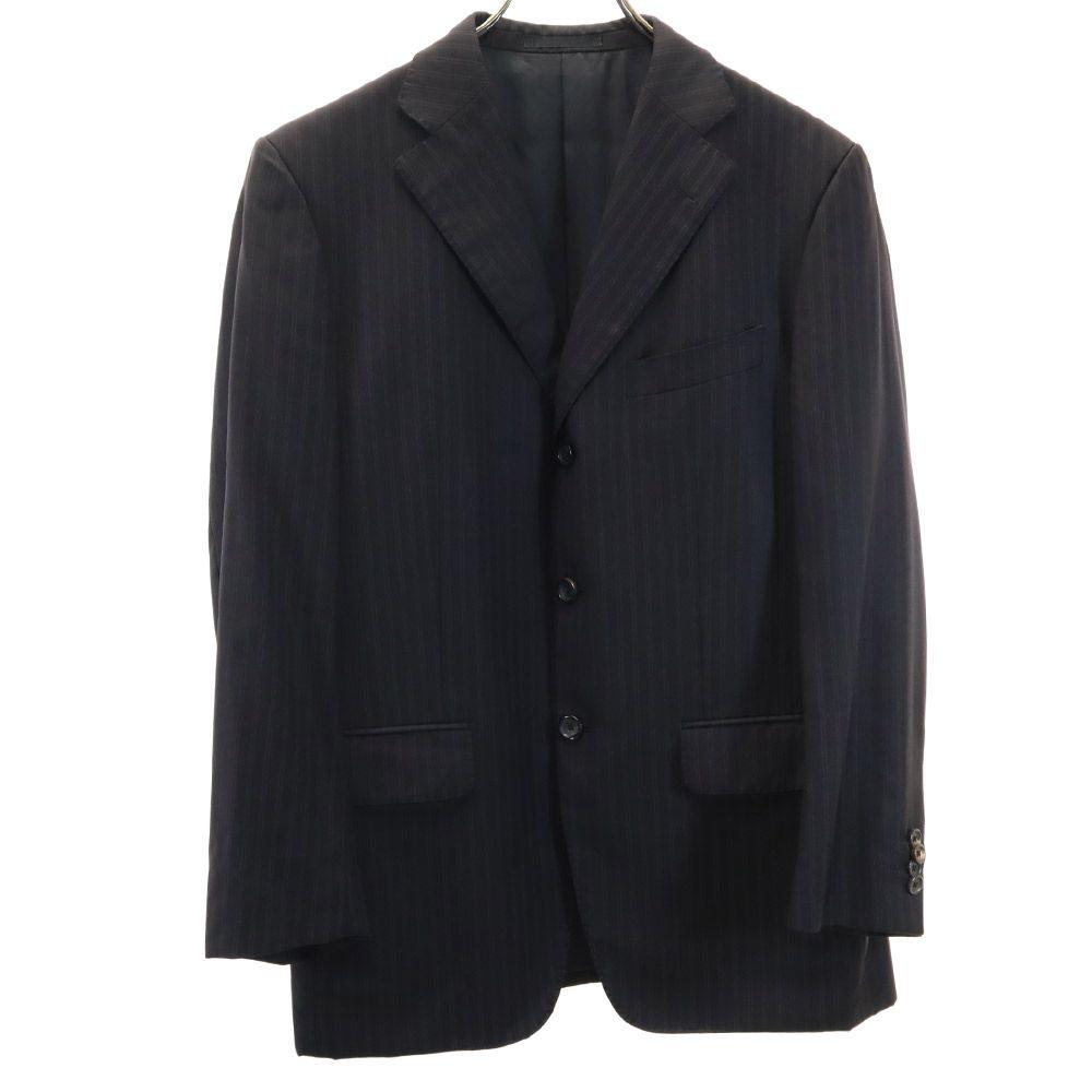 VISARUNO Wool Striped Pattern Suit Setup 4-M Black Men's Used