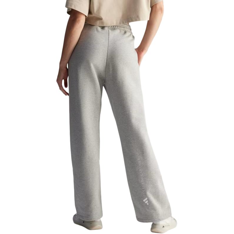 Adidas Solid Color Letter Print Lace-Up Straight Leg Casual Pants Women Bottoms Gray JG3690