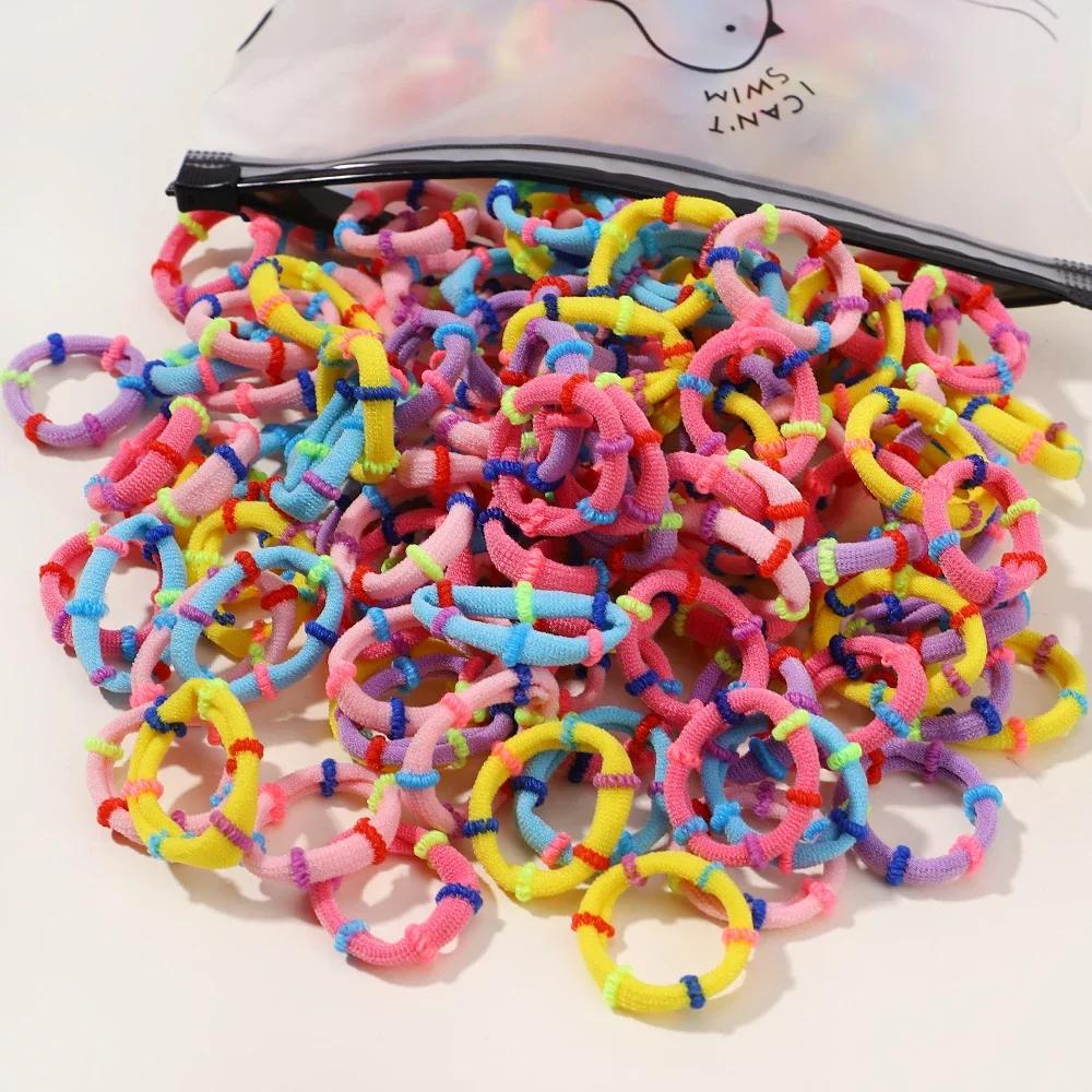 

60 шт./лот цветные эластичные резинки для волос для детей, резинки для волос для конского хвоста, детские аксессуары для волос
