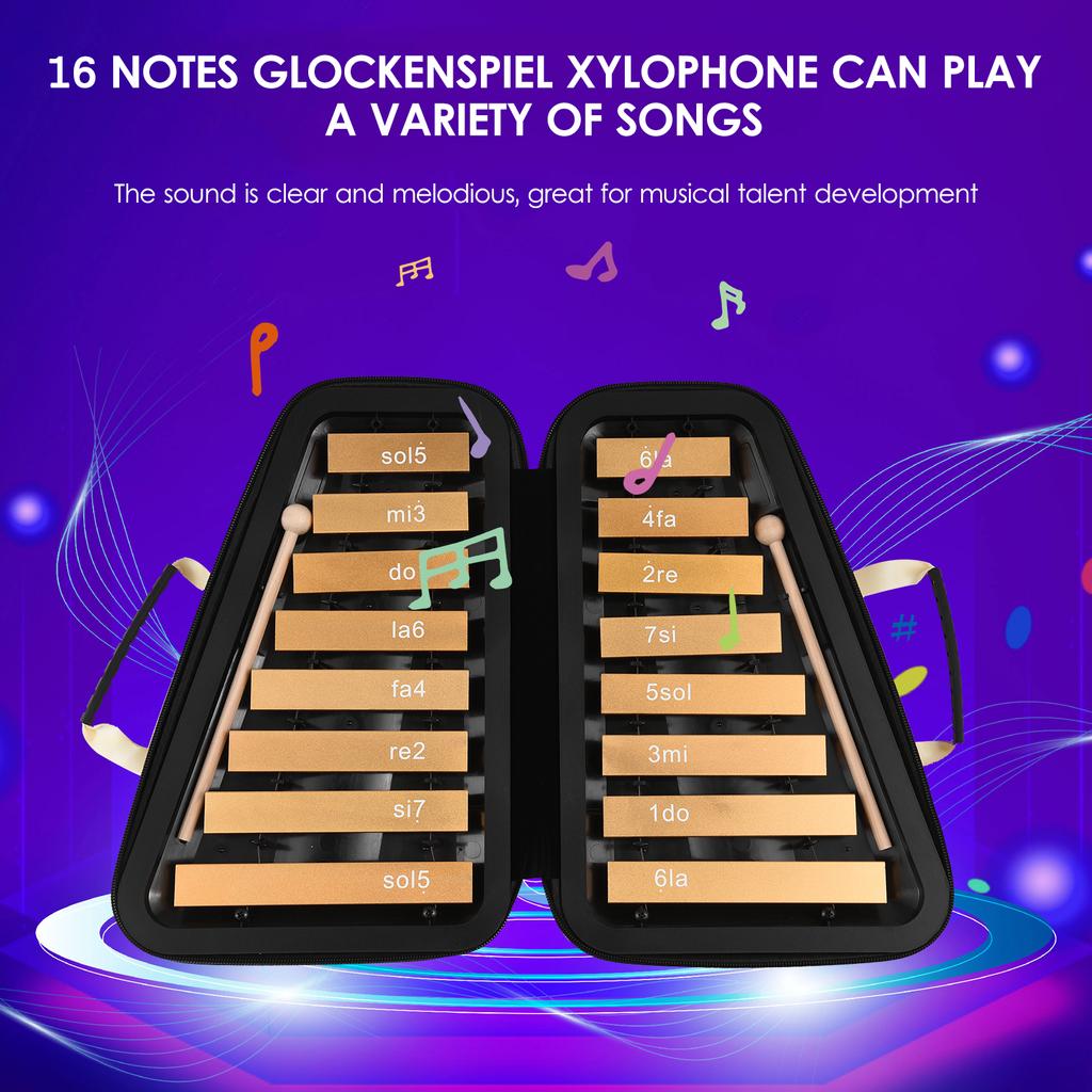16 teclas glockenspiel 16 notas placa de alumínio xilofone percussão musical educacional precoce