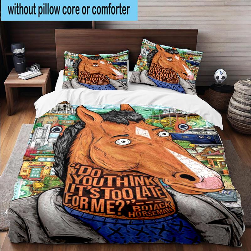 3PCS Pink Cat Man Horse 3pcs Bedding,Including 3PCS Duvet Cover And 2pcs Pillowcases Perfect for Christmas,Ideal for Bedroom, Dormitory