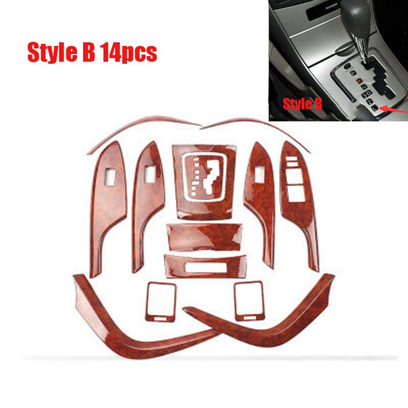 Interior Wooden Color Trim Center Console Cover Window Control Panel Moulding Trim Accessories For Toyota Corolla 2007-2013