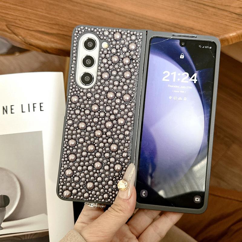 Suitable for Samsung ZFold6 Mobile Phone Case Full Screen Pearl Full Cover High End Protective Case Zfold5 Folding Mobile Phone Case 3
