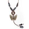 New Chinese style new ethnic style butterfly long necklace sweater chain antique clothes pendant necklace