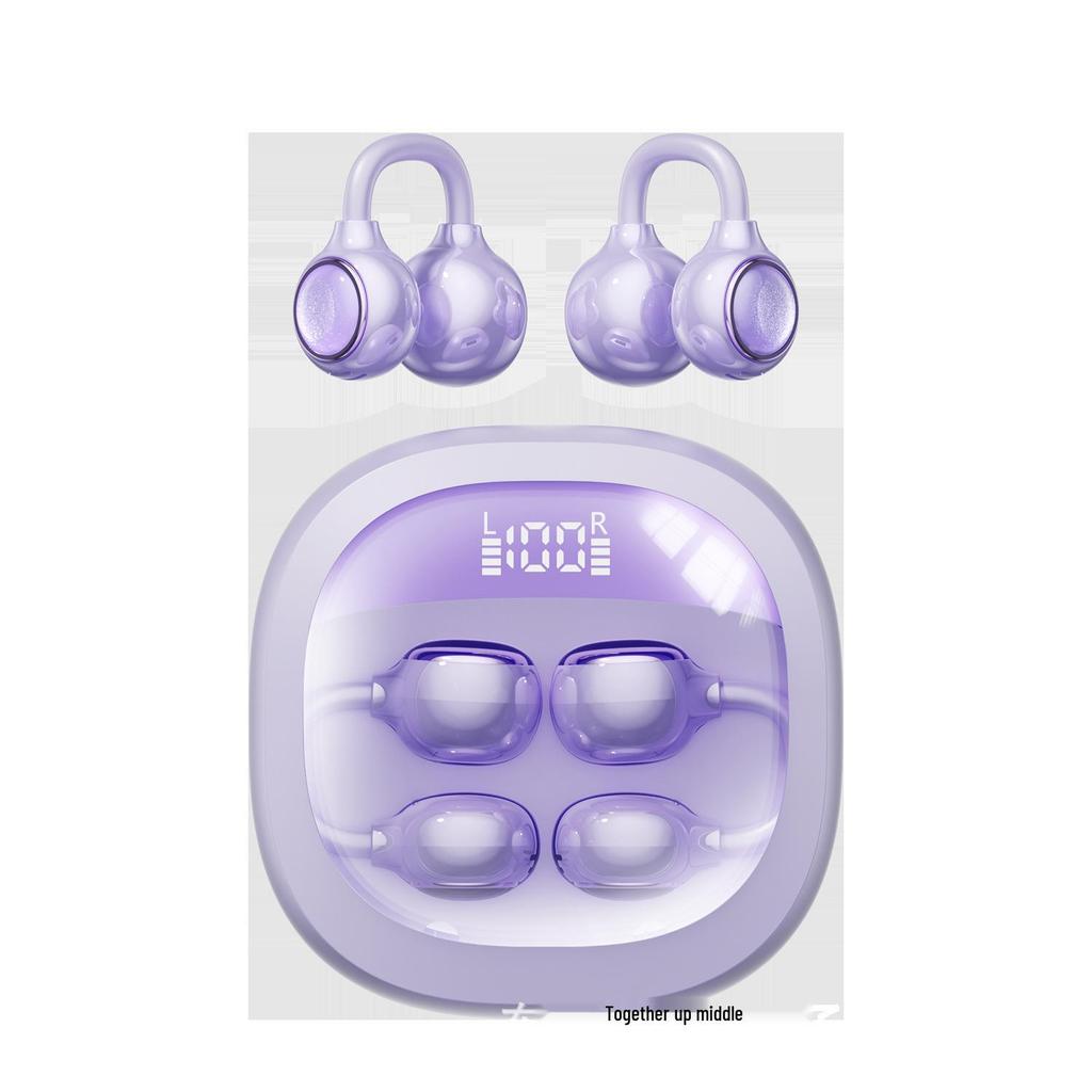 Space Capsule M163 TWS Bluetooth Earphones: Painless Clip-on, Digital Display, Wireless Sport Earbuds